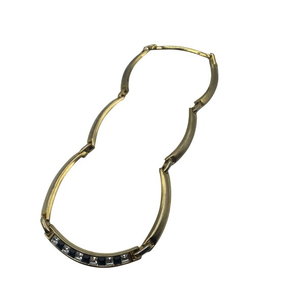 Gold Tone Cubic Zirconia Necklace Elegant Statement Design - Picture 7 of 8